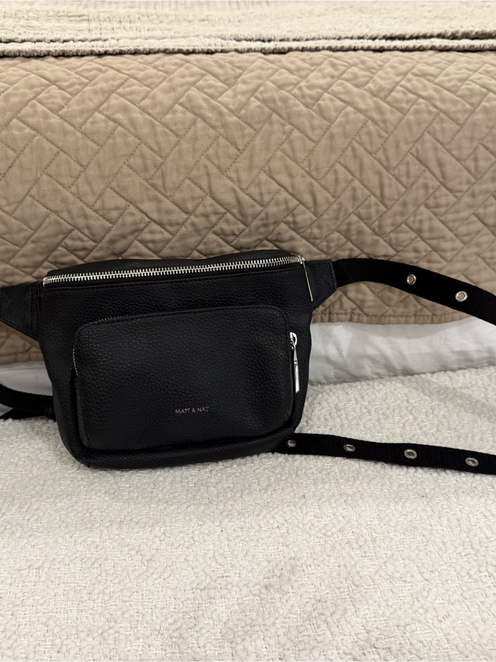 Matt & Nat Black Pebbled Faux Leather Belt Bag